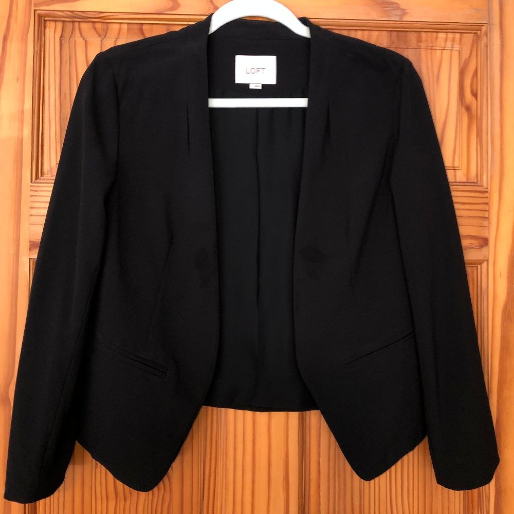 Black, size small, open front blazer from Ann Taylor Loft